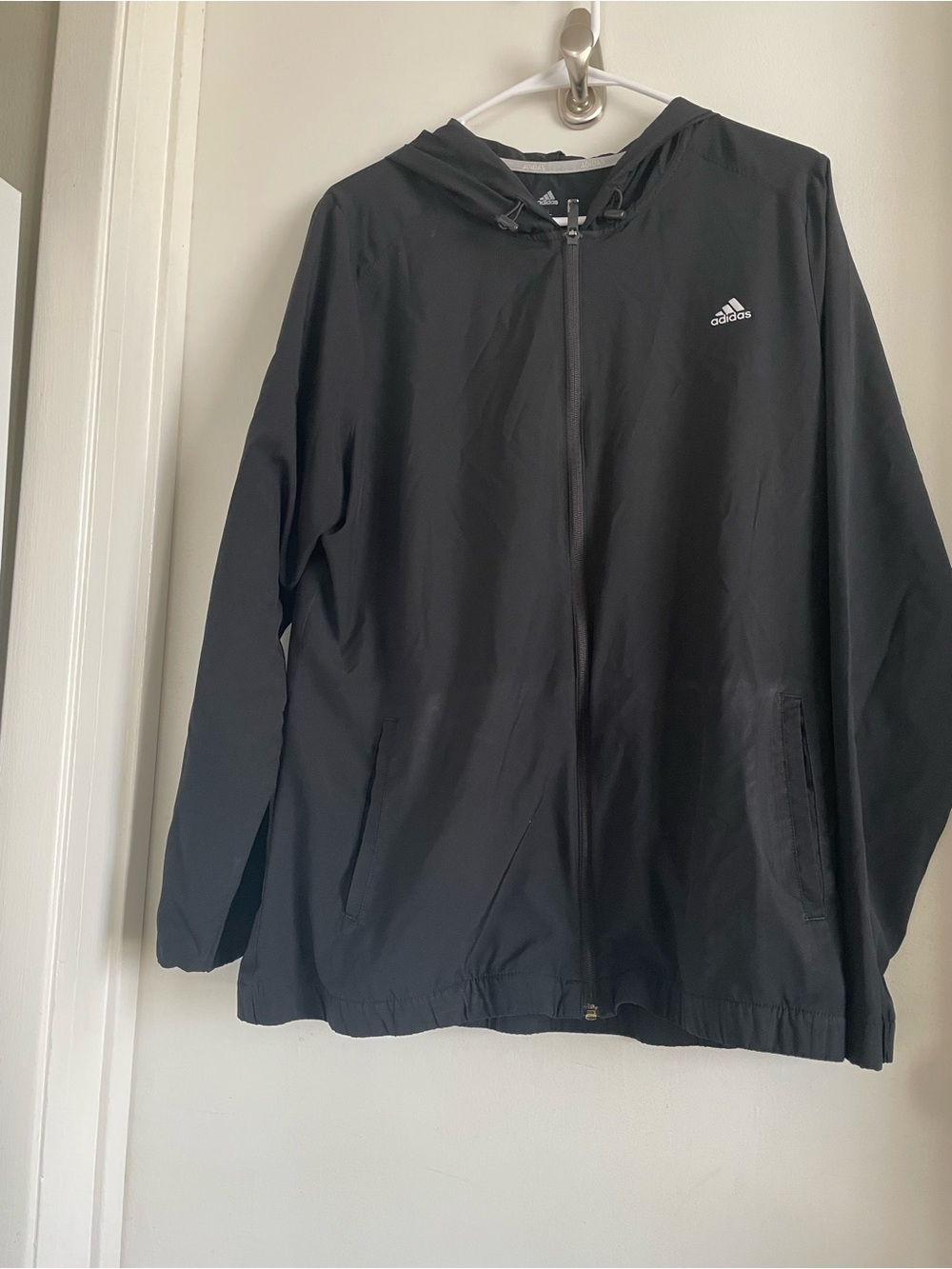 adidas Black Hooded Windbreaker Jacket
